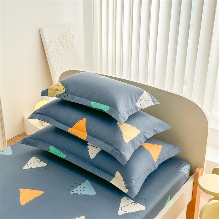 91家纺网 家纺一手货源 找家纺 凌云家纺 2025新款13372全棉学生床笠款三件套 上下铺六件套一整套 酷乐时尚-蓝