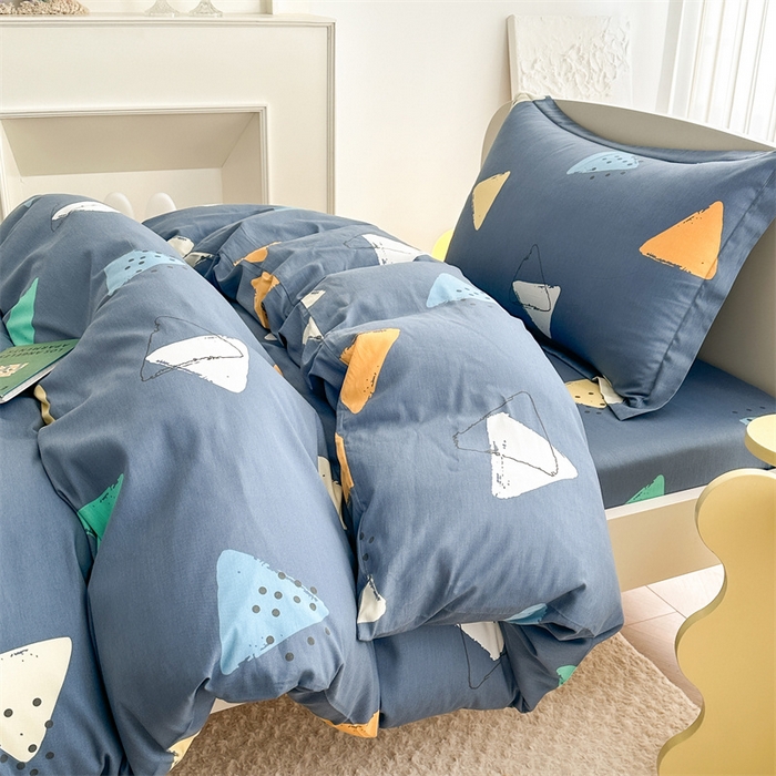 91家纺网 家纺一手货源 找家纺 凌云家纺 2025新款13372全棉学生床笠款三件套 上下铺六件套一整套 酷乐时尚-蓝