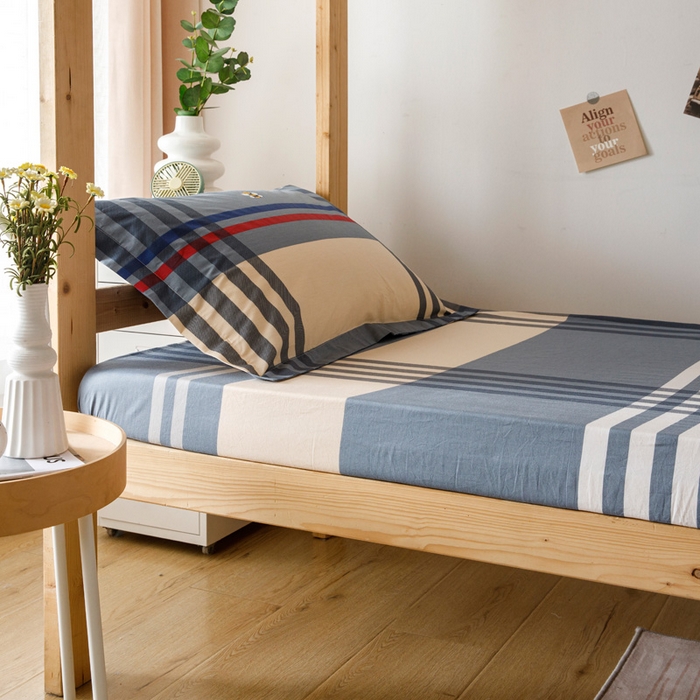 91家纺网 家纺一手货源 找家纺 凌云家纺 2025新款13372全棉学生床笠款三件套 上下铺六件套一整套 品质生活-灰