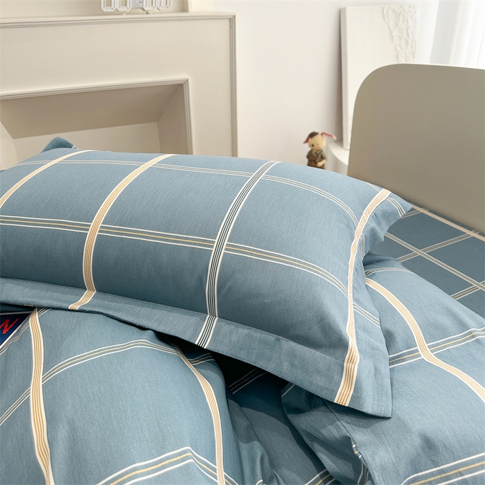 91家纺网 家纺一手货源 找家纺 凌云家纺 2025新款13372全棉学生床笠款三件套 上下铺六件套一整套 绅士蓝