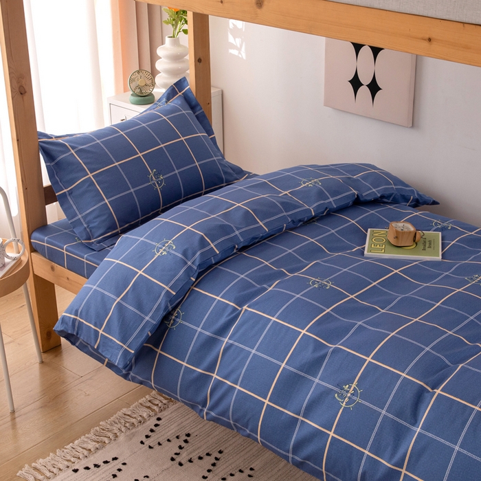 91家纺网 家纺一手货源 找家纺 凌云家纺 2025新款13372全棉学生床笠款三件套 上下铺六件套一整套 似水流年