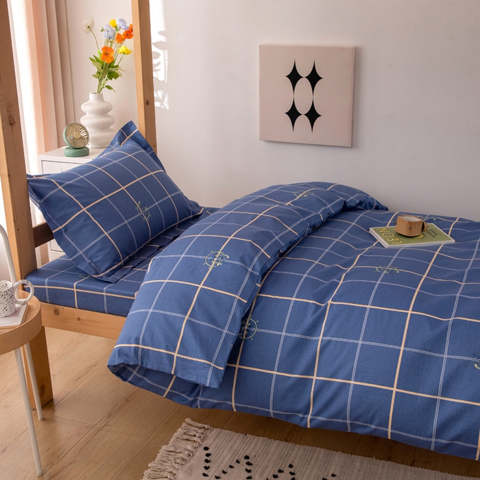 91家纺网 家纺一手货源 找家纺 凌云家纺 2025新款13372全棉学生床笠款三件套 上下铺六件套一整套 似水流年