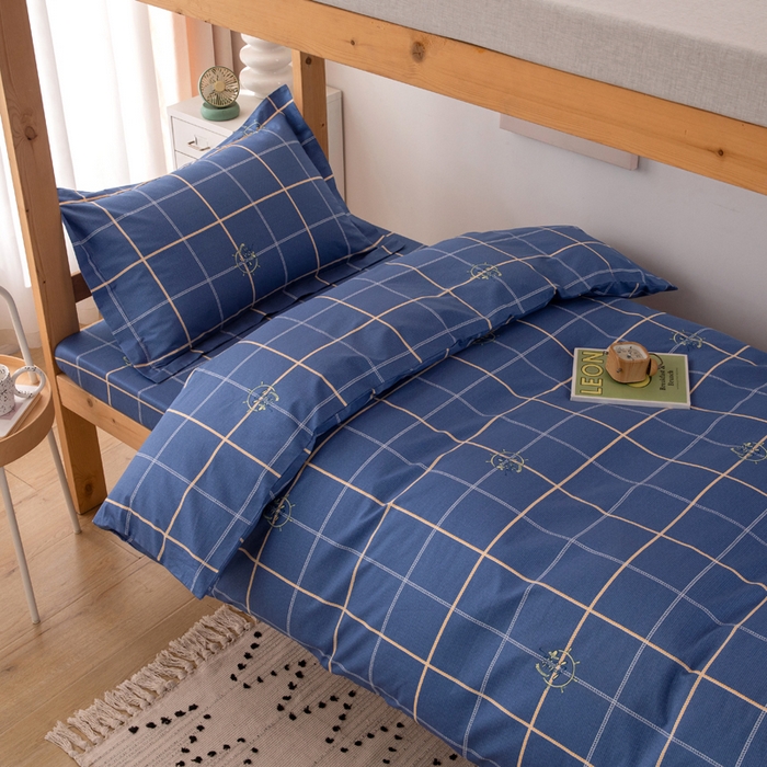 91家纺网 家纺一手货源 找家纺 凌云家纺 2025新款13372全棉学生床笠款三件套 上下铺六件套一整套 似水流年