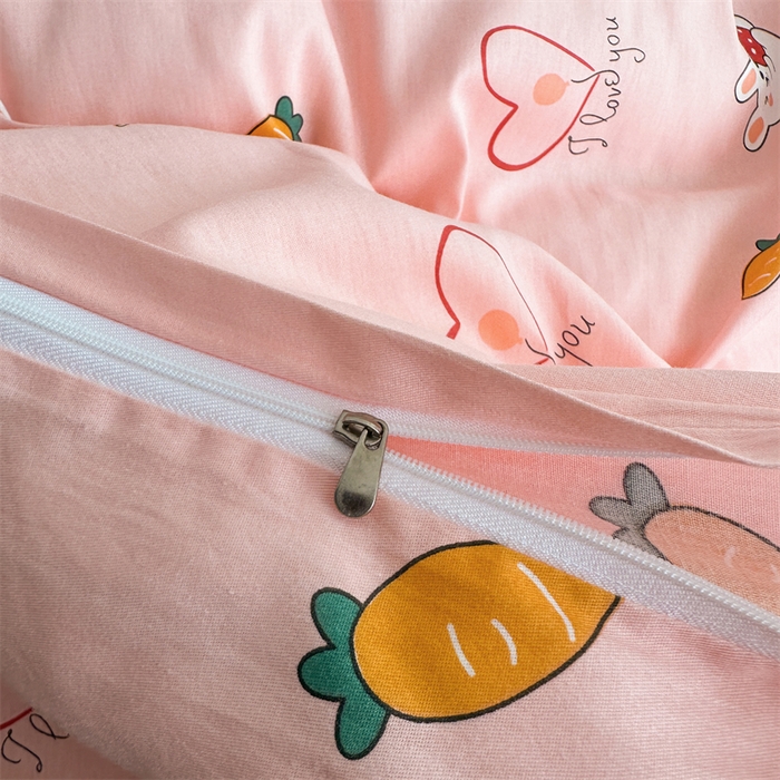 91家纺网 家纺一手货源 找家纺 凌云家纺 2025新款13372全棉学生床笠款三件套 上下铺六件套一整套 水果兔-粉