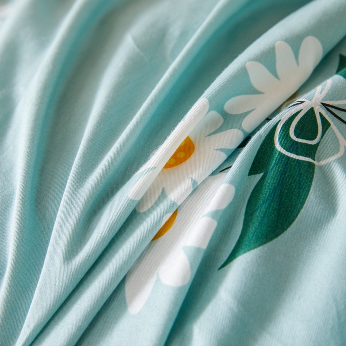 91家纺网 家纺一手货源 找家纺 凌云家纺 2025新款13372全棉学生床笠款三件套 上下铺六件套一整套 小雏菊-蓝