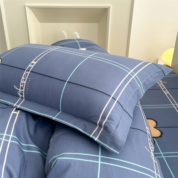 91家纺网 家纺一手货源 找家纺 凌云家纺 2025新款13372全棉学生床笠款三件套 上下铺六件套一整套 心有灵犀