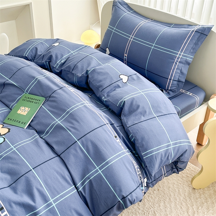 91家纺网 家纺一手货源 找家纺 凌云家纺 2025新款13372全棉学生床笠款三件套 上下铺六件套一整套 心有灵犀