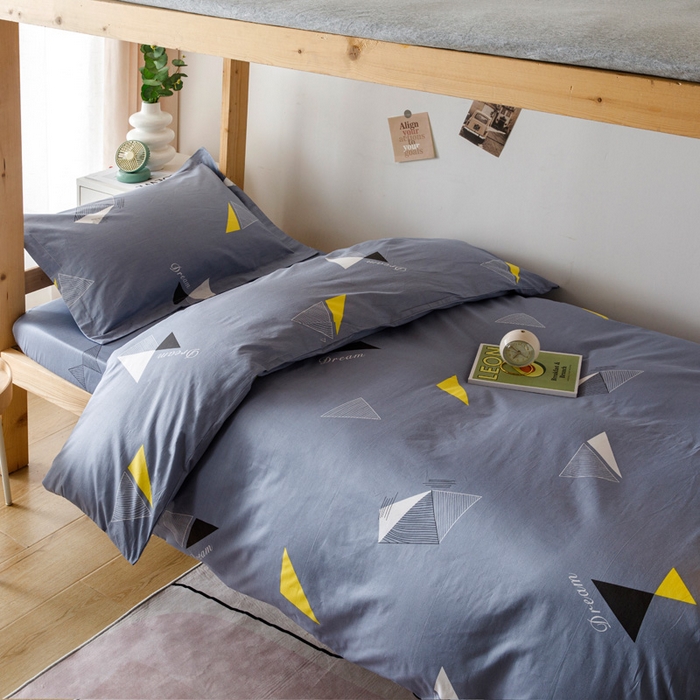 凌云家纺 2025新款13372全棉学生床笠款三件套 上下铺六件套一整套 英伦时尚-灰