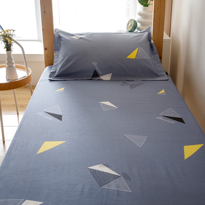 91家纺网 家纺一手货源 找家纺 凌云家纺 2025新款13372全棉学生床笠款三件套 上下铺六件套一整套 英伦时尚-灰