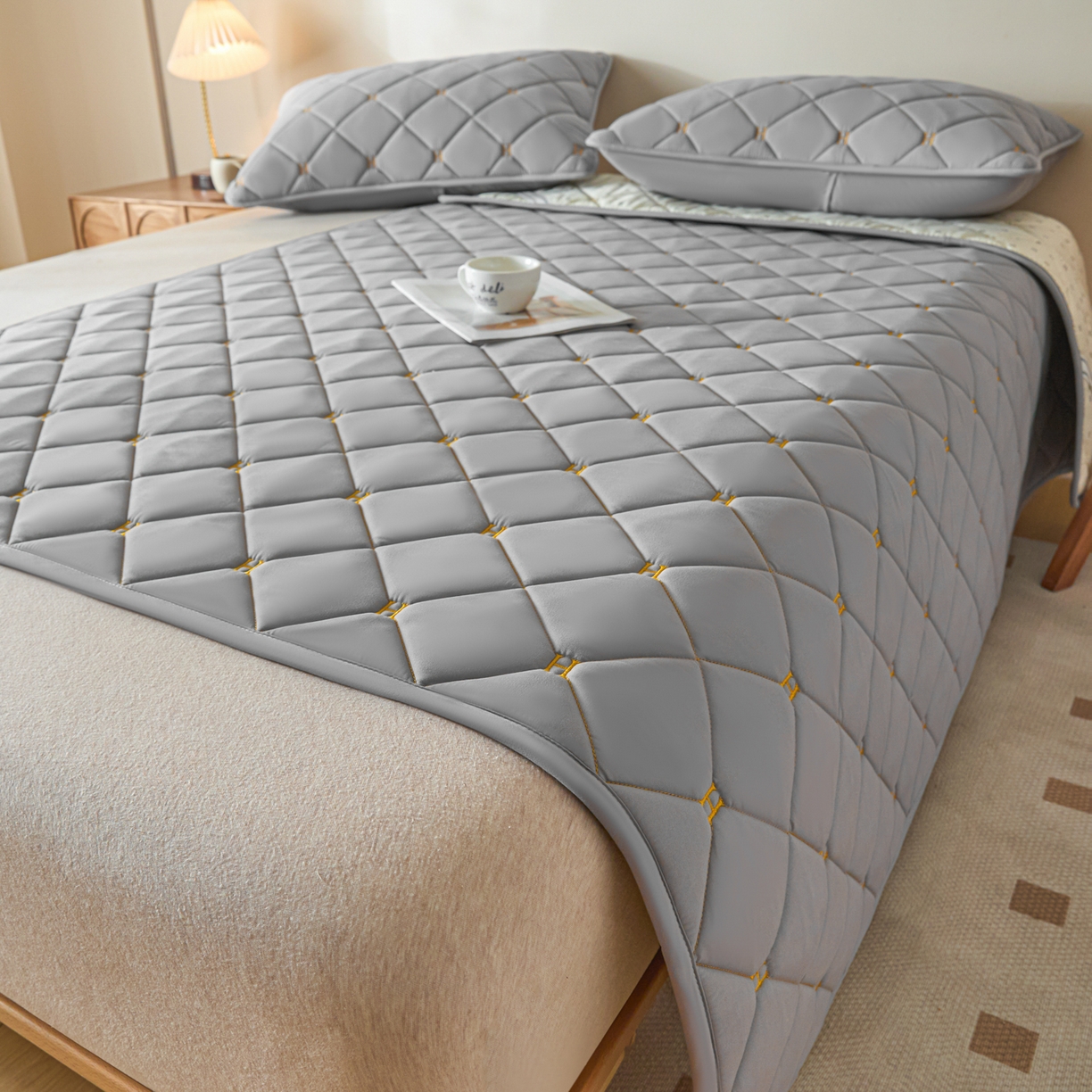 91家纺网 家纺一手货源 找家纺 芬晴家纺 2025新款A类亲肤刺绣系列成人床垫-派格 派格-星灰