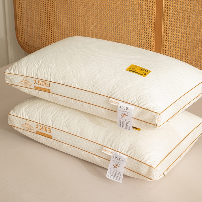 91家纺网 家纺一手货源 找家纺 （总）恒科家纺 2025新款大豆蛋白纤维枕头护颈椎助睡眠酒店枕芯一对装家用双人单人枕头枕芯 