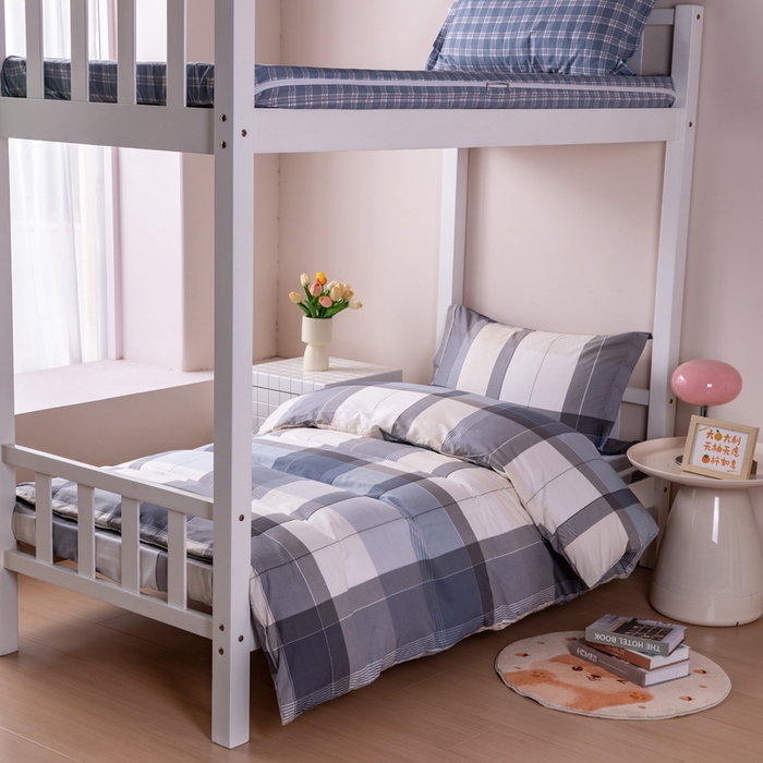 91家纺网 家纺一手货源 找家纺 凌云家纺 2025春夏新款13372全棉纯棉学生床套款三件套上下铺宿舍六件套一整套 布莱格