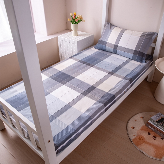 91家纺网 家纺一手货源 找家纺 凌云家纺 2025春夏新款13372全棉纯棉学生床套款三件套上下铺宿舍六件套一整套 布莱格