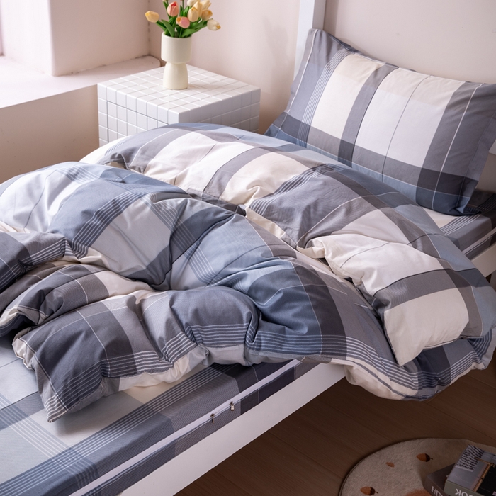 91家纺网 家纺一手货源 找家纺 凌云家纺 2025春夏新款13372全棉纯棉学生床套款三件套上下铺宿舍六件套一整套 布莱格