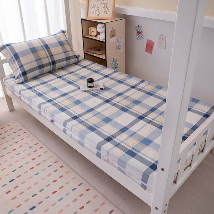 91家纺网 家纺一手货源 找家纺 凌云家纺 2025春夏新款13372全棉纯棉学生床套款三件套上下铺宿舍六件套一整套 春日来信