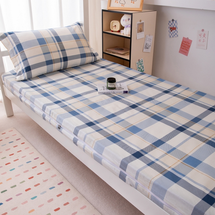 91家纺网 家纺一手货源 找家纺 凌云家纺 2025春夏新款13372全棉纯棉学生床套款三件套上下铺宿舍六件套一整套 春日来信