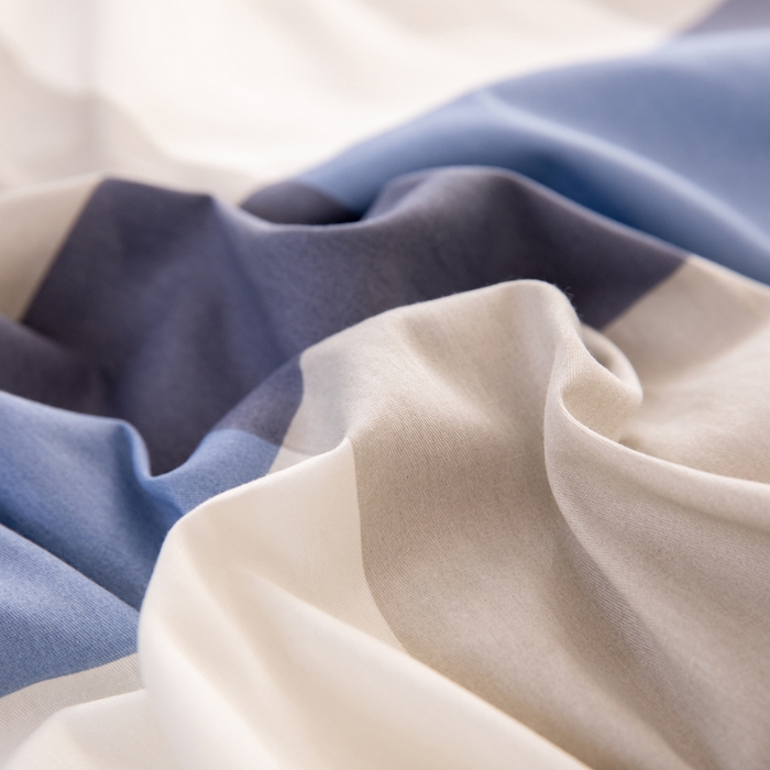 91家纺网 家纺一手货源 找家纺 凌云家纺 2025春夏新款13372全棉纯棉学生床套款三件套上下铺宿舍六件套一整套 蓝大格蓝