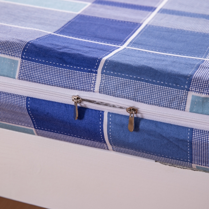 91家纺网 家纺一手货源 找家纺 凌云家纺 2025春夏新款13372全棉纯棉学生床套款三件套上下铺宿舍六件套一整套 蓝绿格