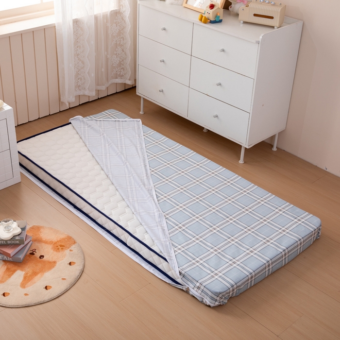 91家纺网 家纺一手货源 找家纺 凌云家纺 2025春夏新款13372全棉纯棉学生床套款三件套上下铺宿舍六件套一整套 绮梦蓝