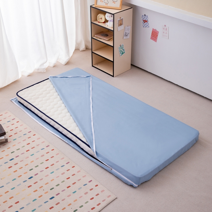 91家纺网 家纺一手货源 找家纺 凌云家纺 2025春夏新款13372全棉纯棉学生床套款三件套上下铺宿舍六件套一整套 星空蓝