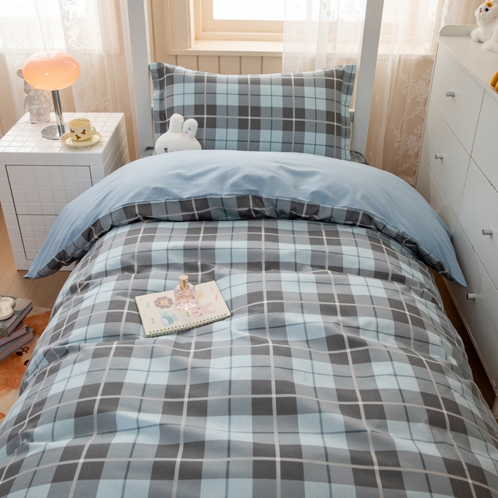 91家纺网 家纺一手货源 找家纺 凌云家纺 2025春夏新款13372全棉纯棉学生床套款三件套上下铺宿舍六件套一整套 雅静兰