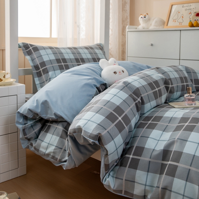 91家纺网 家纺一手货源 找家纺 凌云家纺 2025春夏新款13372全棉纯棉学生床套款三件套上下铺宿舍六件套一整套 雅静兰