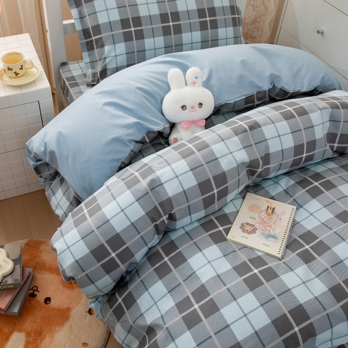 91家纺网 家纺一手货源 找家纺 凌云家纺 2025春夏新款13372全棉纯棉学生床套款三件套上下铺宿舍六件套一整套 雅静兰