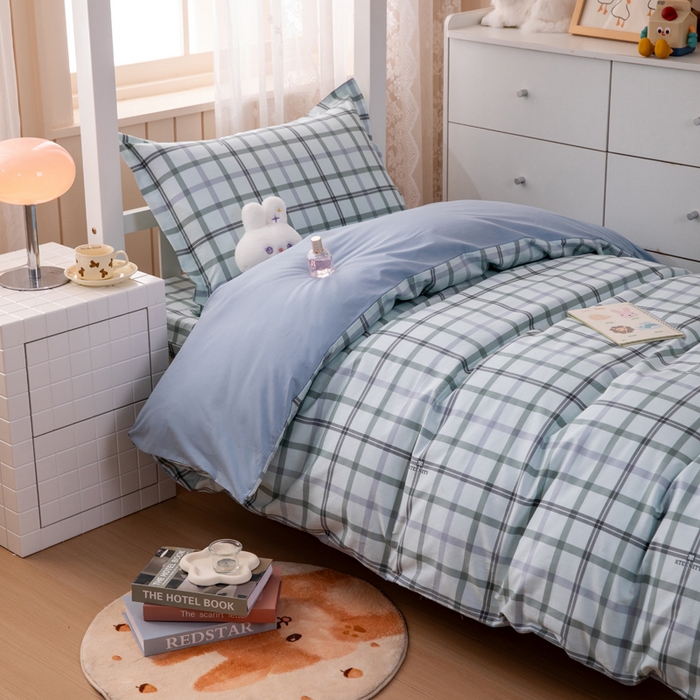 91家纺网 家纺一手货源 找家纺 凌云家纺 2025春夏新款13372全棉纯棉学生床套款三件套上下铺宿舍六件套一整套 印象空间