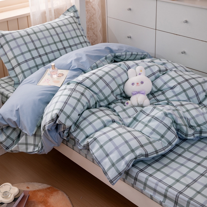 91家纺网 家纺一手货源 找家纺 凌云家纺 2025春夏新款13372全棉纯棉学生床套款三件套上下铺宿舍六件套一整套 印象空间