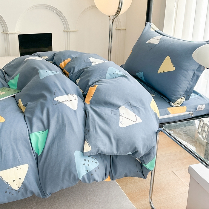 91家纺网 家纺一手货源 找家纺 凌云家纺 2025春夏新款13372全棉纯棉学生床套款三件套上下铺宿舍六件套一整套 酷乐时尚-蓝