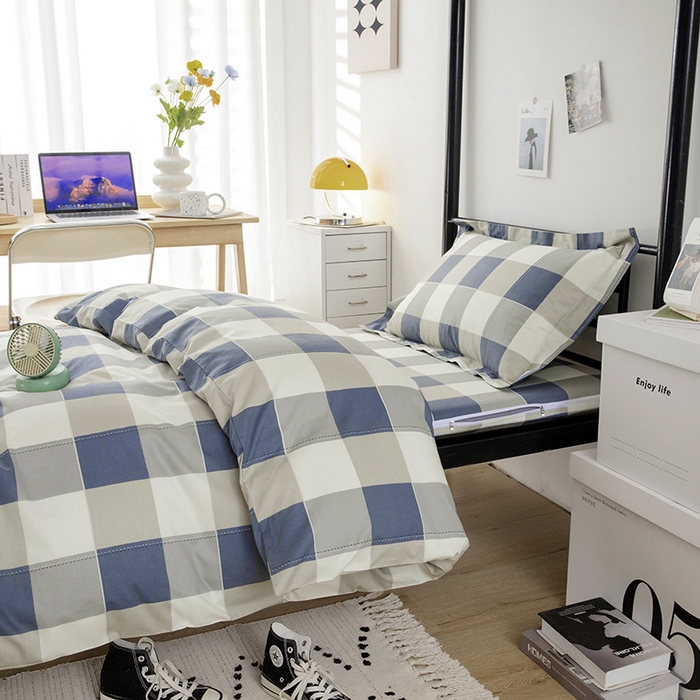 91家纺网 家纺一手货源 找家纺 凌云家纺 2025春夏新款13372全棉纯棉学生床套款三件套上下铺宿舍六件套一整套 千寻