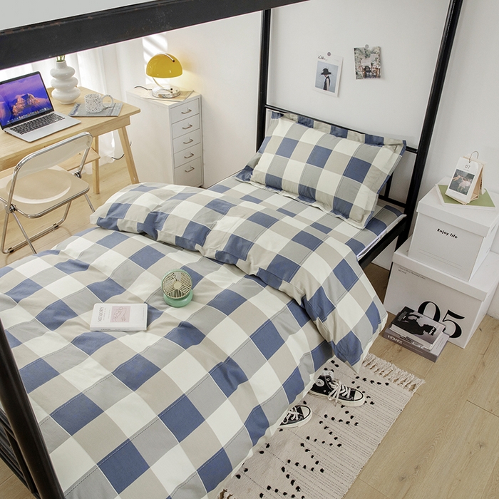 91家纺网 家纺一手货源 找家纺 凌云家纺 2025春夏新款13372全棉纯棉学生床套款三件套上下铺宿舍六件套一整套 千寻