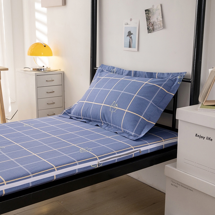 91家纺网 家纺一手货源 找家纺 凌云家纺 2025春夏新款13372全棉纯棉学生床套款三件套上下铺宿舍六件套一整套 似水流年