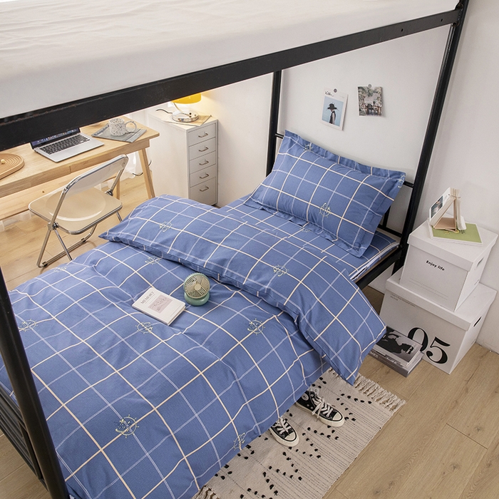 91家纺网 家纺一手货源 找家纺 凌云家纺 2025春夏新款13372全棉纯棉学生床套款三件套上下铺宿舍六件套一整套 似水流年