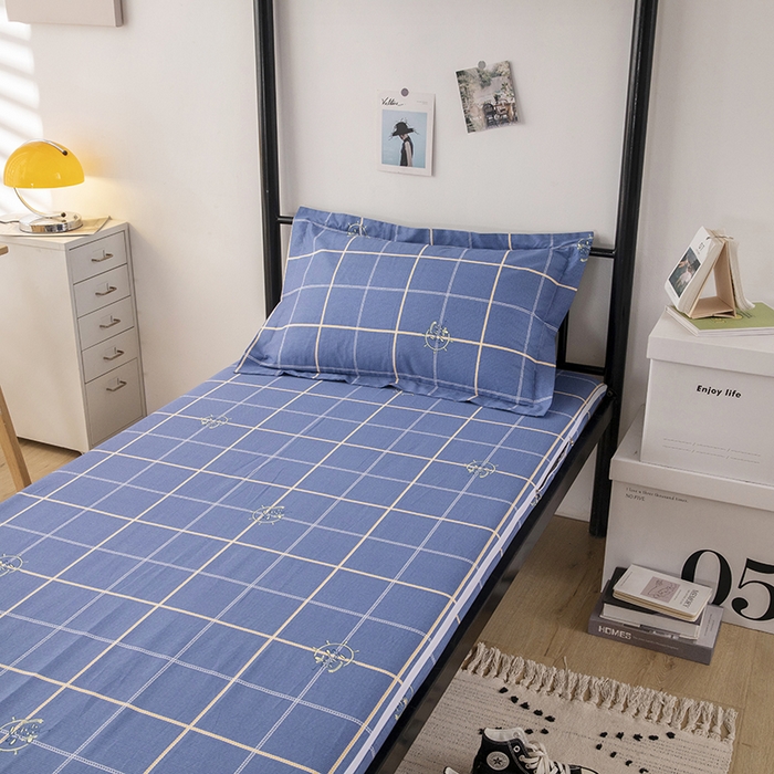 91家纺网 家纺一手货源 找家纺 凌云家纺 2025春夏新款13372全棉纯棉学生床套款三件套上下铺宿舍六件套一整套 似水流年