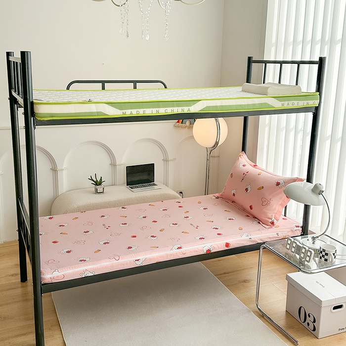 91家纺网 家纺一手货源 找家纺 凌云家纺 2025春夏新款13372全棉纯棉学生床套款三件套上下铺宿舍六件套一整套 水果兔-粉