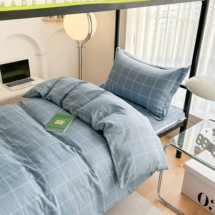 91家纺网 家纺一手货源 找家纺 凌云家纺 2025春夏新款13372全棉纯棉学生床套款三件套上下铺宿舍六件套一整套 未来之星