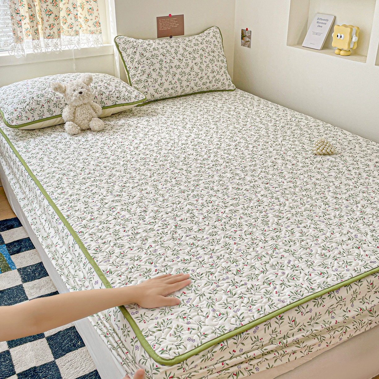 91家纺网 家纺一手货源 找家纺 纽缦家纺 2025春夏新款夹棉床笠单床笠 清凉里