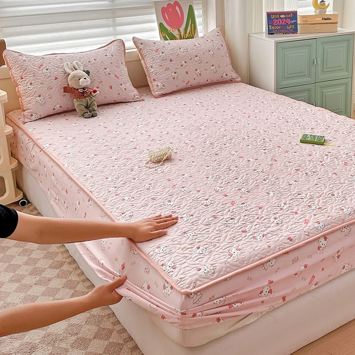 91家纺网 家纺一手货源 找家纺 纽缦家纺 2025春夏新款夹棉床笠单床笠 糖果KT