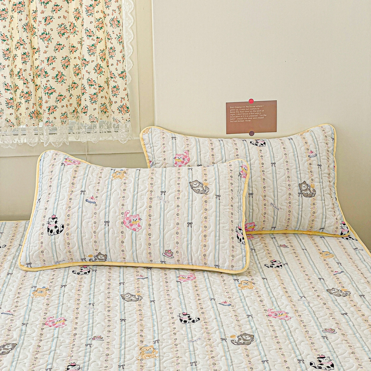 91家纺网 家纺一手货源 找家纺 纽缦家纺 2025春夏新款夹棉床笠单床笠 草莓猫饼