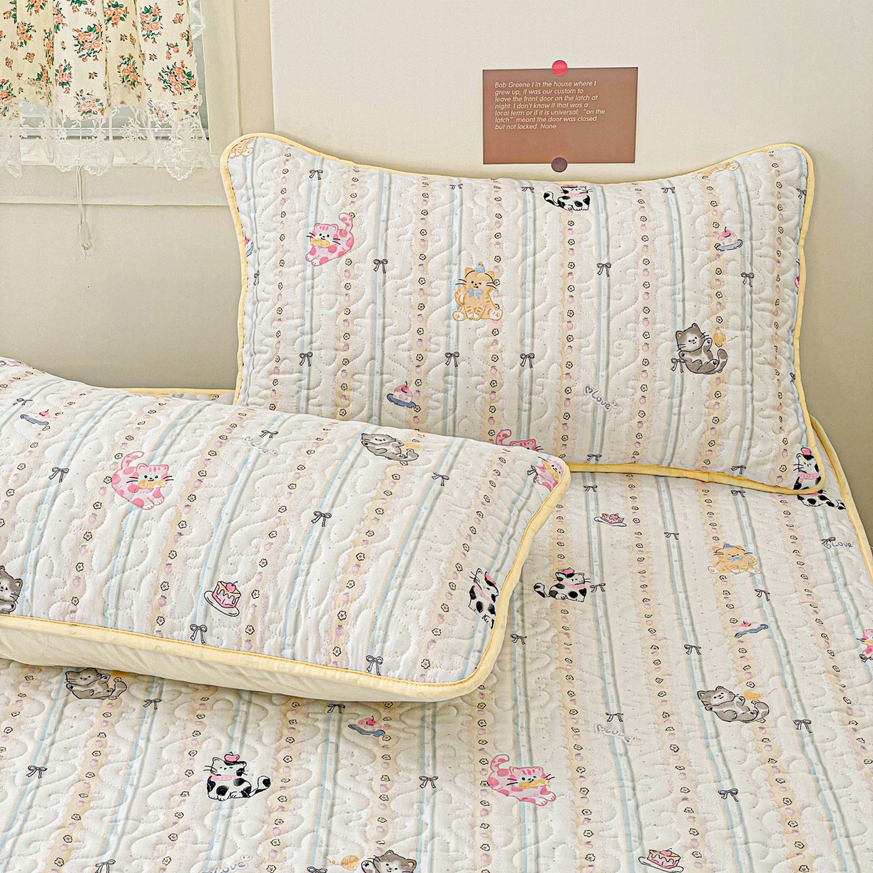 91家纺网 家纺一手货源 找家纺 纽缦家纺 2025春夏新款夹棉床笠单床笠 草莓猫饼