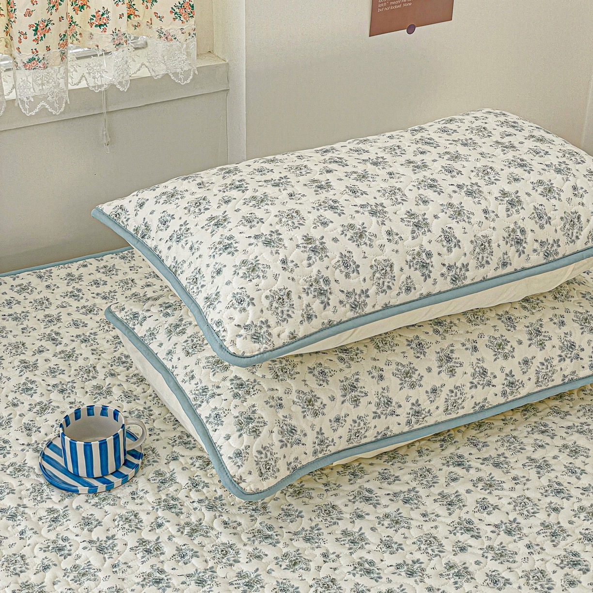 91家纺网 家纺一手货源 找家纺 纽缦家纺 2025春夏新款夹棉床笠单床笠 春日与玫瑰