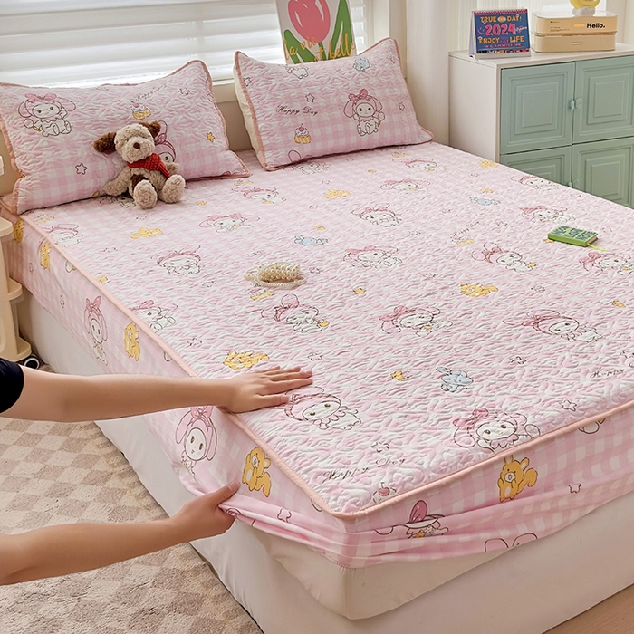 纽缦家纺 2025春夏新款夹棉床笠单床笠 花田小兔