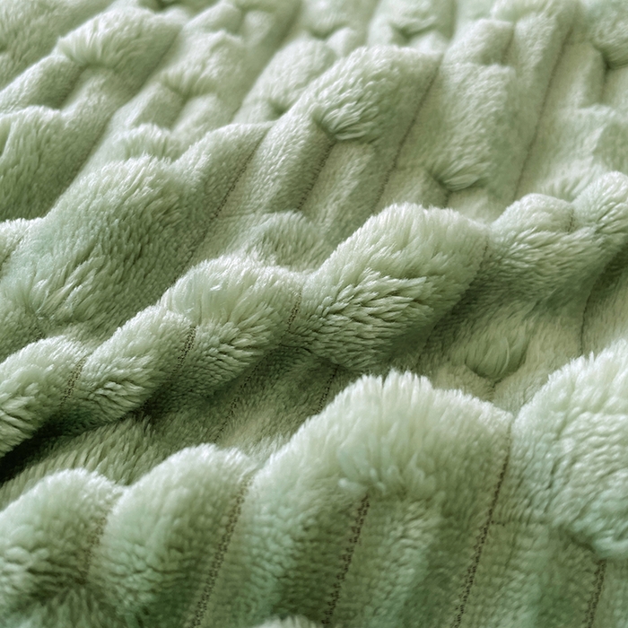91家纺网 家纺一手货源 找家纺 楼兰公主 2025新款竹节绒毛毯 抹茶绿
