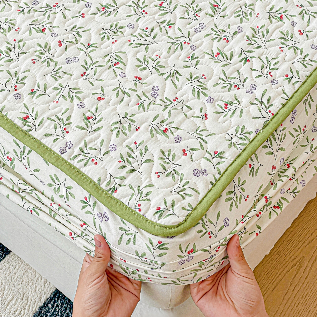 91家纺网 家纺一手货源 找家纺 纽缦家纺 2025春夏新款夹棉床笠单床笠 清凉里