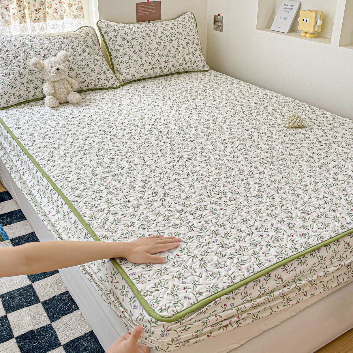 91家纺网 家纺一手货源 找家纺 纽缦家纺 2025春夏新款夹棉床笠单床笠 清凉里