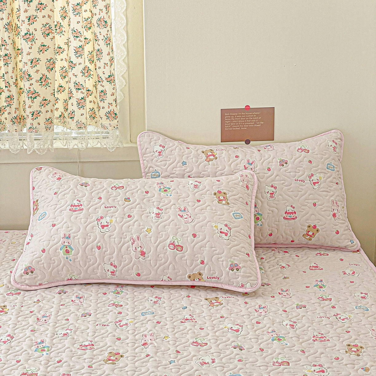 91家纺网 家纺一手货源 找家纺 纽缦家纺 2025春夏新款夹棉床笠单床笠 软糖猫