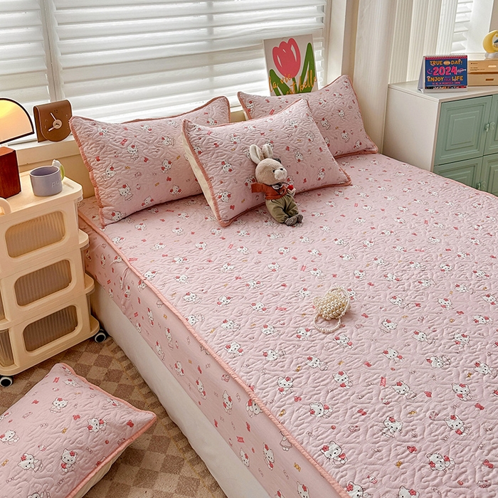 91家纺网 家纺一手货源 找家纺 纽缦家纺 2025春夏新款夹棉床笠单床笠 糖果KT