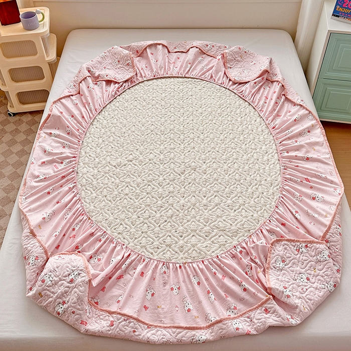 91家纺网 家纺一手货源 找家纺 纽缦家纺 2025春夏新款夹棉床笠单床笠 糖果KT