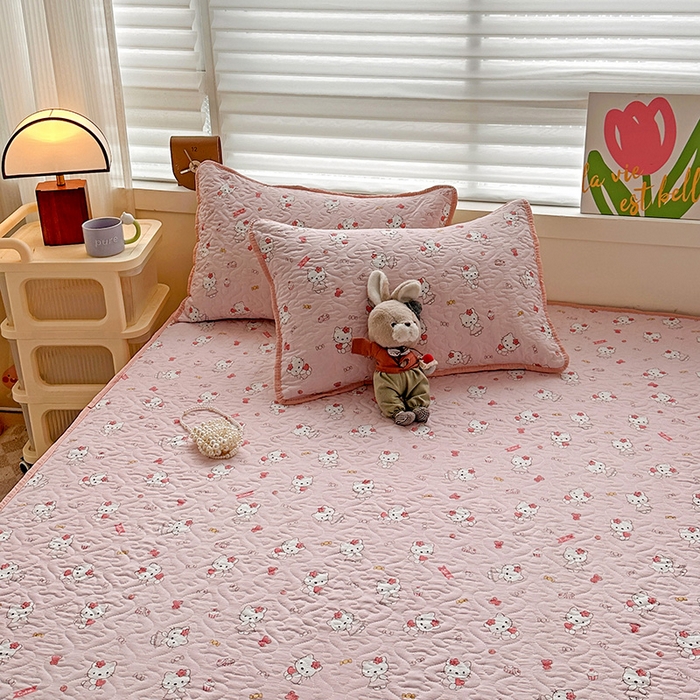 91家纺网 家纺一手货源 找家纺 纽缦家纺 2025春夏新款夹棉床笠单床笠 糖果KT